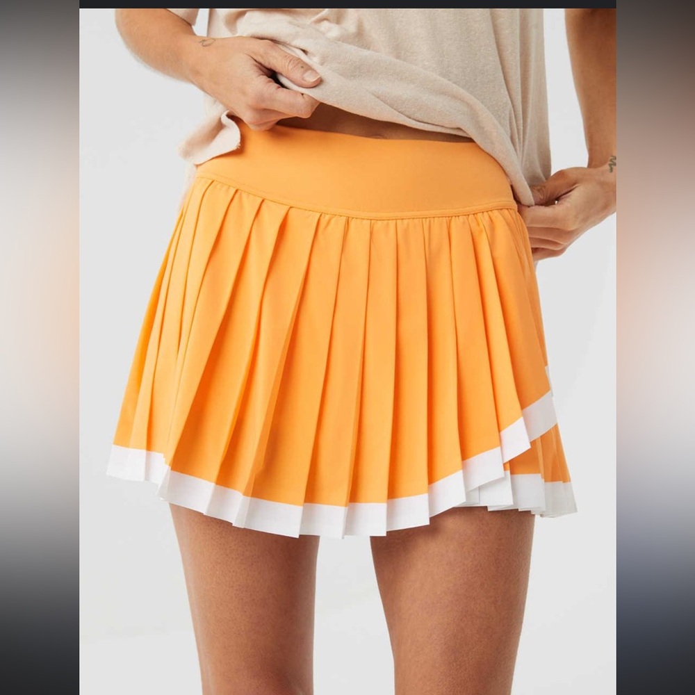 Aerie Vibrant Orange Mini Skirt with White Accents